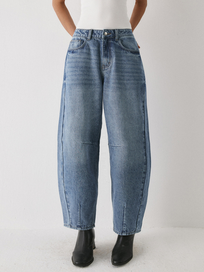 YARNWELL Women's Curved Leg Stretchy Jeans Flattering Denim Pants Versatile Everyday Essential For Work Going Out Night Travel Blue Summer Casual Street Wear