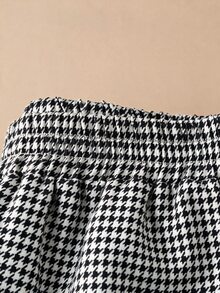Faunlyn 女款休閒通勤千鳥格直筒長褲 - 黑與白 - 查看 5