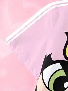 THE POWERPUFF GIRLS X SHEIN 青少年女孩卡通印花短袖T恤 - 白色 - 查看 6