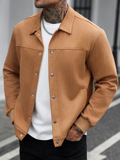 HUEFORM Men's Old Money Casual Split Line Lapel  Suede Regular FitJacket,Seam-Detail Design; A Lightweight Jacket Suitable For Everyday Wear For Men