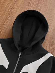 NORVETH Men's Knit Casual Loose Fit Long Sleeve Thermal Lined Hooded Sweatshirt, For Fall, Winter, Couple Things, Spring, Y2K - Black - View 5