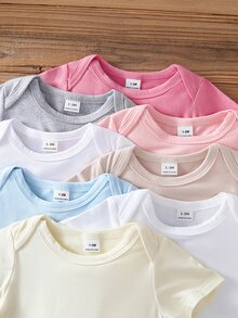 Souflis Souflis (隨機8件發4件) 新生兒針織舒適柔軟 白色 & 粉色 & 卡其色 & 藍色 & 淡黃色 & 淺灰色，給新生兒的最佳禮物 - 彩色 - 查看 3