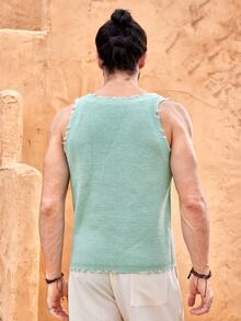 HIMLAND Men's Lightweight Breathable Knitted Top, Summer Vacation Beach Casual - Mint Green - View 2