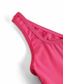 SHEIN 女童 2 件套服裝－淺粉色無袖洋裝，鏤空交叉露背設計搭配內搭褲，適合夏季、返校、舞蹈與芭蕾 - 玫紅色 - 查看 6