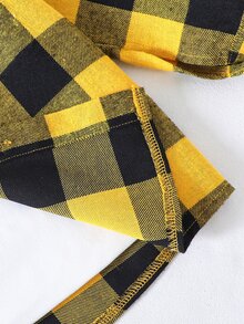 SHEIN Genkimix Kids Boys' Plaid Pattern Hooded Shacket, Spring/Autumn - Yellow - View 6