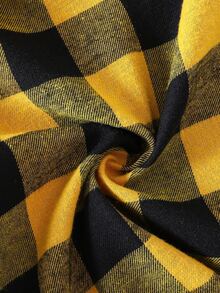 SHEIN Genkimix Kids Boys' Plaid Pattern Hooded Shacket, Spring/Autumn - Yellow - View 8