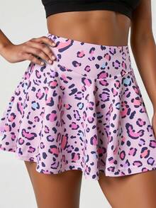 Tween Girl High Waisted Gradient Color Print Athletic Mini Skirt, Fashionable Yoga Skirt, Soft & Buttery Feel, Autumn Winter, Fall, Back To School - Multicolor - View 4