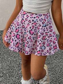 Tween Girl High Waisted Gradient Color Print Athletic Mini Skirt, Fashionable Yoga Skirt, Soft & Buttery Feel, Autumn Winter, Fall, Back To School - Multicolor - View 2