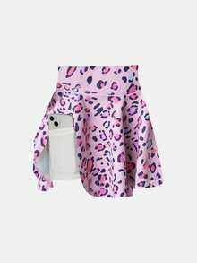 Tween Girl High Waisted Gradient Color Print Athletic Mini Skirt, Fashionable Yoga Skirt, Soft & Buttery Feel, Autumn Winter, Fall, Back To School - Multicolor - View 6