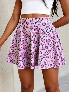 Tween Girl High Waisted Gradient Color Print Athletic Mini Skirt, Fashionable Yoga Skirt, Soft & Buttery Feel, Autumn Winter, Fall, Back To School - Multicolor - View 5