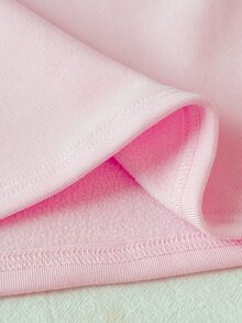 SHEIN Tween女孩秋冬休閒百搭極簡保暖內裡高領修身長袖T恤，粉色百搭保暖內裡高領長袖針織素色T恤，適合萬聖節、聖誕節、新年、居家、外出、學校 - 粉色 - 查看 5