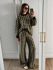 Louniche Elegant Round Neck Long Sleeve Design Women's Sweater 2 Pieces Set - Multicolor - View 9
