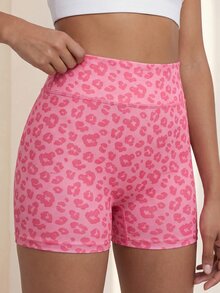 SHEIN 3PCS Tween Girls' Leopard Print Active Shorts,Cute Autumn Winter Pink And Grey High-Stretch Gym Shorts With Side Pockets For Cycling,Jogging,Yoga - Multicolor - View 6