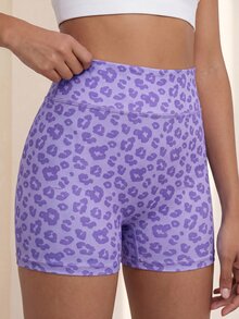 SHEIN 3PCS Tween Girls' Leopard Print Active Shorts,Cute Autumn Winter Pink And Grey High-Stretch Gym Shorts With Side Pockets For Cycling,Jogging,Yoga - Multicolor - View 7