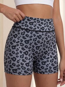 SHEIN 3PCS Tween Girls' Leopard Print Active Shorts,Cute Autumn Winter Pink And Grey High-Stretch Gym Shorts With Side Pockets For Cycling,Jogging,Yoga - Multicolor - View 8