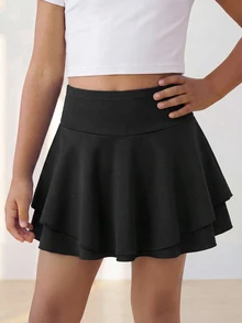 SHEIN 2pcs/Set Young Girl Sports Baby Pink Yoga Skirt, Training Running Skirt Back-To-School Summer - Multicolor - View 5