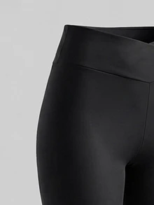 SHEIN Tween Girls 2 PCS Leggings, Pure Black Yoga Tight Pants, Fashionable Versatile Classic Running Cycling Hiking Long Pants 2 Pieces Set - Black - View 4