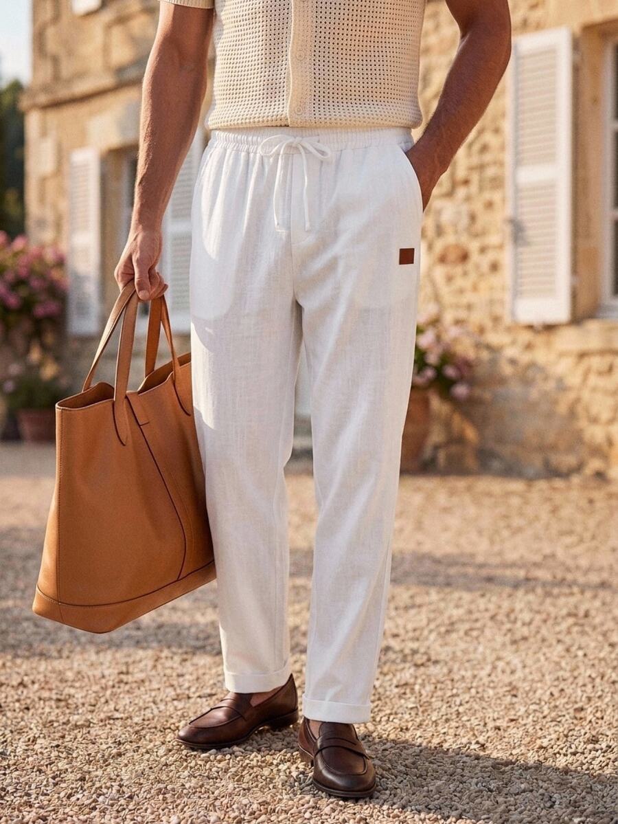 HIMLAND Men's Casual Everyday Commute Minimalist Versatile Drawstring Waist Pants, Vacation, Father's Day Gifts, Football - Multicolor - View 1