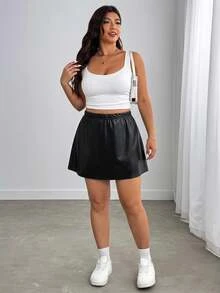 Enliva Plus Size Skirts Fall - Black - View 3