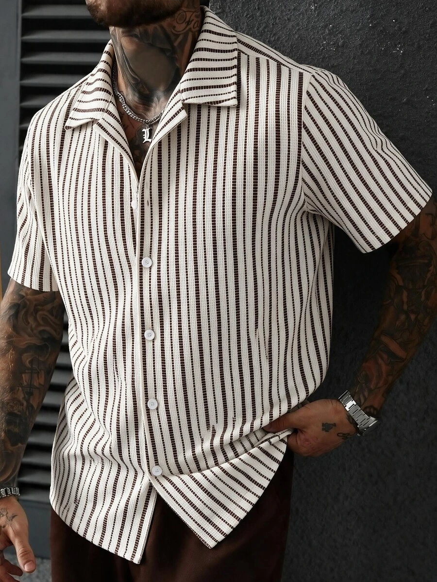 SLATEMANN Men's Casual Mesh Patchwork Streetwear Mature Shirt - Multicolor - View 1