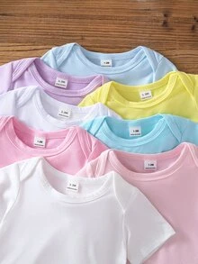 Souflis Souflis 4 st enkla mjuka bodysuits i slumpmässiga flerfärger, avslappnade matchande familjekläder, perfekt present till nyfödd - Multifärgad - Visa 6
