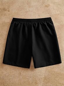 HIMLAND Men's Solid Color Drawstring Waist Casual Basic Loose Shorts Vacation Black Summer - Multicolor - View 2