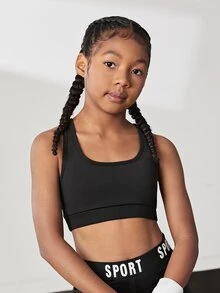 SHEIN Baju Olahraga Tween Girls - Hitam - View 5