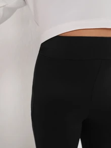 SHEIN Tween Girl Solid Flare Leg Active Pants Workout Black Jogging Exercise Horse Riding Work Out, Autumn Winter, Fall, Back To School, Yoga, Running, Gym - Black - View 5