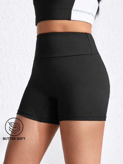 SHEIN Shorts de yoga/ejercicio para niñas preadolescentes, de color negro, transpirables y elásticos, amigables con la piel