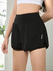 SHEIN Tween Girls Basic Black Leggings With Built-In Shorts, Modest Casual Sports Pants, Knit Fashion Activewear For Girls & Teenagers, Autumn Winter, Fall - Black - View 8