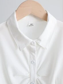Tween Girls Fall Tops Blouses Teachers' Day School Autumn Elegant, Holiday Outfits, Casual, Comfortable, Daily - White - View 5