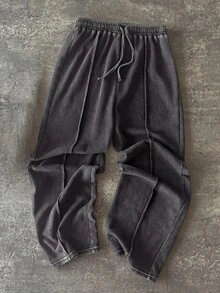 SHEIN Tween Girl Casual Daily Versatile Comfortable Mid-Waist Straight Leg Long Sweatpants Tween Girl All Season - Dark Grey - View 2