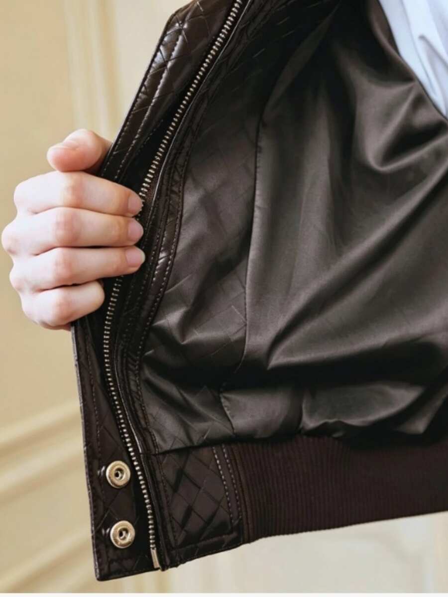 Anewsta Women's Premium Quilted Glossy Motorcycle Jacket, Autumn/Winter - Coffee Brown - View 1