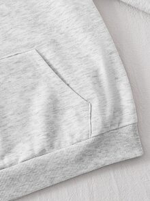 SHEIN Sparklyn 青少年女孩休閒可愛粉色花卉刺繡運動衫，秋季保暖舒適穿搭，日常穿著，長袖寬鬆，返校季 - 灰色 - 查看 7