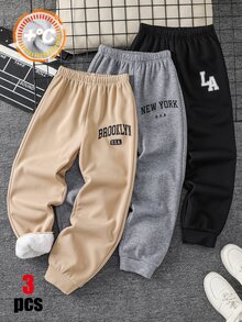 SHEIN Kids 3PCS Tween Boys Sweatpants Winter - Multicolor - View 4