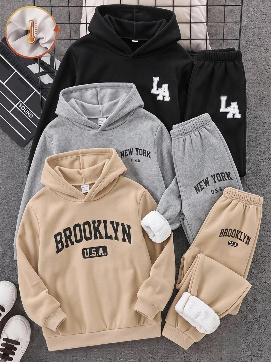 SHEIN Kids 3PCS Tween Boys Sweatpants Winter