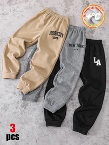 SHEIN Kids 3PCS Tween Boys Sweatpants Winter - Multicolor - View 5