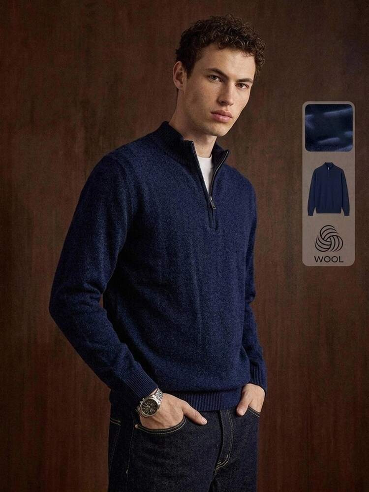 Manfinity CityGents Men Sweaters Office Business Navy Blue Casual - Navy Blue - View 1