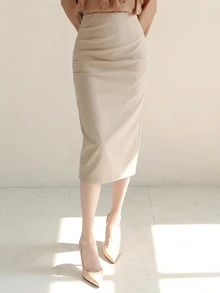DAZY Women's Solid Color Bodycon Pencil Skirt - Apricot - View 6