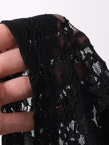 DAZY Women's Solid Color Lace Side Slit Shorts - Black - View 6