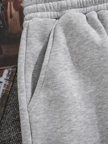 IslaSuriya Men Drawstring Waist Track Shorts - Light Grey - View 4