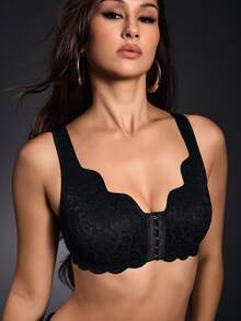 EmpressEnvy Bra Tanpa Kawat Wanita dengan Penutup Depan, 1 buah - Hitam - View 3