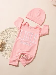 SHEIN 2件組新生女嬰服飾 小妹妹刺繡 粉色與紅色 夏季趣味圖案 拍照用 迎新寶寶套裝 嬰兒洗禮禮物 Mimi - 粉色 - 查看 9