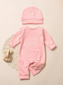 SHEIN 2件組新生女嬰服飾 小妹妹刺繡 粉色與紅色 夏季趣味圖案 拍照用 迎新寶寶套裝 嬰兒洗禮禮物 Mimi - 粉色 - 查看 2