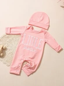 SHEIN 2件組新生女嬰服飾 小妹妹刺繡 粉色與紅色 夏季趣味圖案 拍照用 迎新寶寶套裝 嬰兒洗禮禮物 Mimi - 粉色 - 查看 8