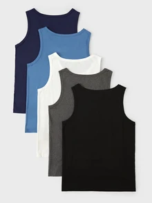 Teen Boy Comfortable Casual Solid Color Vest Underwear Set Of 5 Autumn Fall - Multicolor - View 2