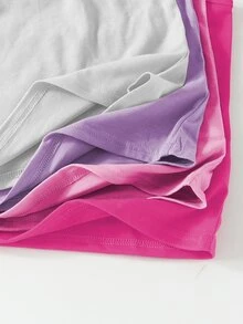 4pcs/Set Girls' Solid Color Minimalist Basics Fashion Camisole Tank Top Set, Suitable For All Seasons School Maroon Pink Lavender White Winter School - Multicolor - View 7