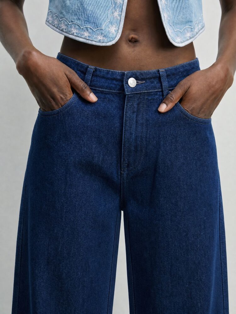 Maija Women's Casual Versatile Tapered Denim Jeans With Pockets Jeans For Women Pants For Women Denim Dress Capris For Women Women's Pants Bottoms Y2K Jeans - Dark Wash - View 5