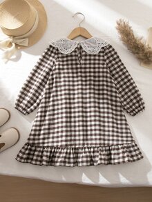 Emery Rose Kids Emery Rose Kids 女童蝴蝶結裝飾格紋長袖洋裝 - 彩色 - 查看 5