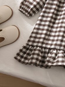 Emery Rose Kids Emery Rose Kids 女童蝴蝶結裝飾格紋長袖洋裝 - 彩色 - 查看 8